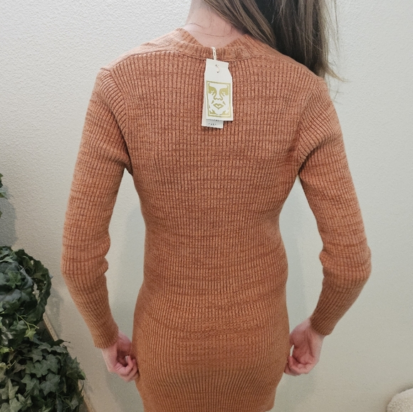 OBEY WORLDWIDE Pretty Fancy Orange Fall Dress NWT - Picture 4 of 16